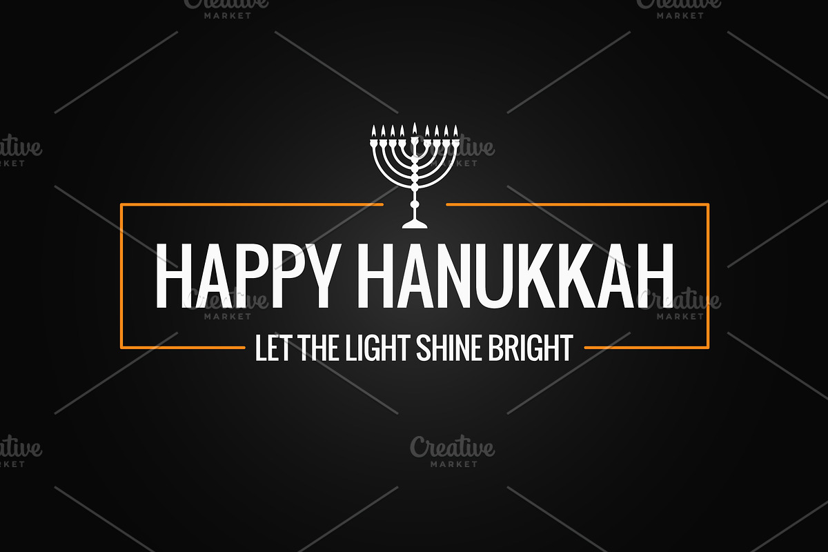 Happy Hanukkah sign logo on black in Illustrations - product preview 8