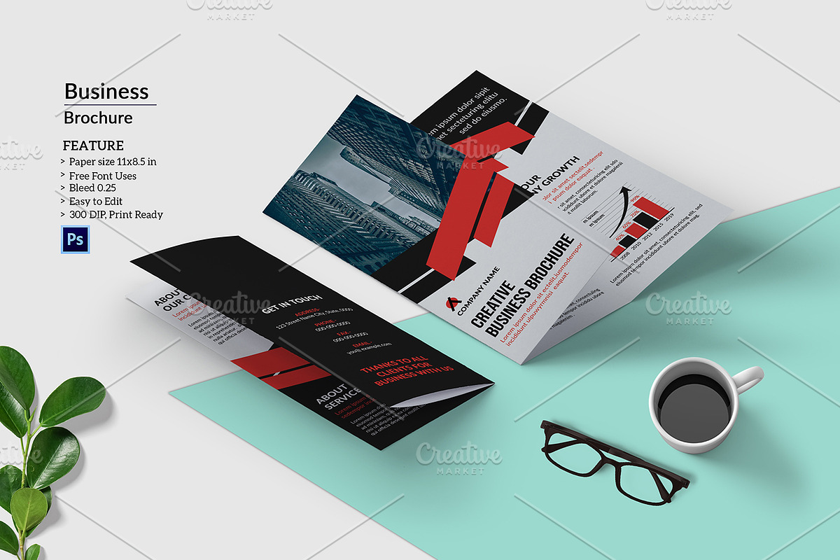 Business Trifold Brochure V947 in Brochure Templates - product preview 8