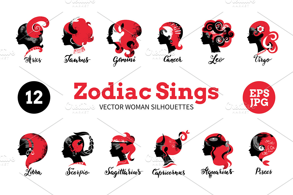 Zodiac Horoscope Women Vector Set in Illustrations - product preview 8