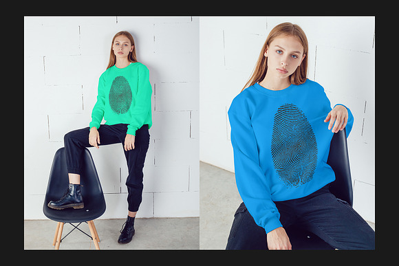 Girl's Sweatshirt Mock-Up Set in Product Mockups - product preview 7