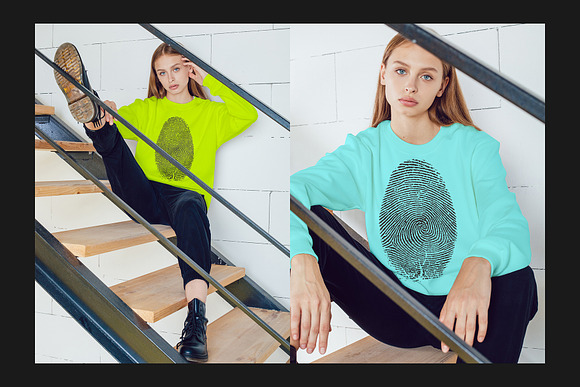 Girl's Sweatshirt Mock-Up Set in Product Mockups - product preview 13