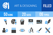 50 Art & Designing Blue&Black Icons