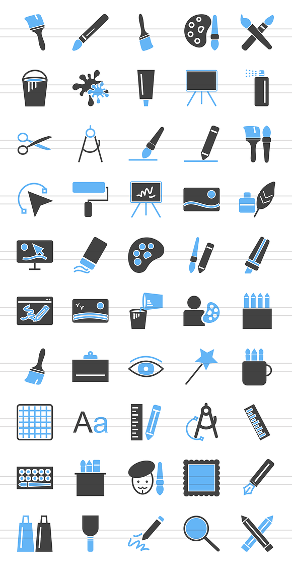 50 Art & Designing Blue&Black Icons in Icons - product preview 1