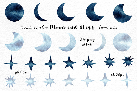 Watercolor night in mountains clipar in Illustrations - product preview 3