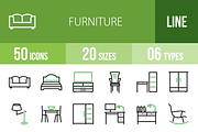 50 Furniture Green & Black Icons