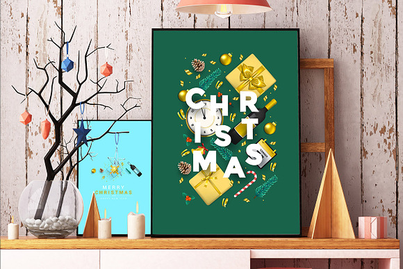 Merry Christmas greeting cards in Card Templates - product preview 1