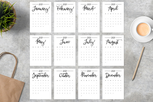 Calendar 2020 A4 Monday Start in Stationery Templates - product preview 1