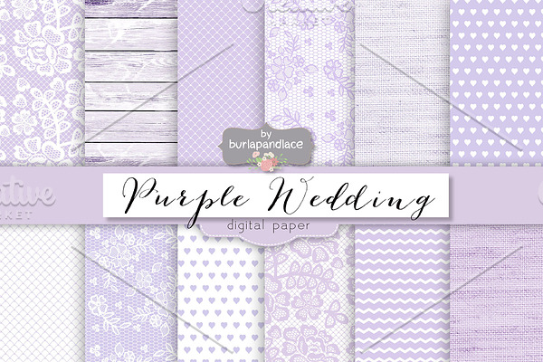 Purple pale wedding digital paper