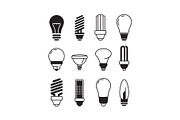 Bulb icons. Lights energy modern