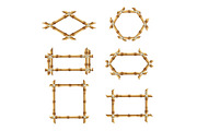 Bamboo frames. Wooden rustic asian