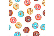 Seamless pattern with glaze donuts