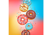 Card with glaze donuts and sprinkles