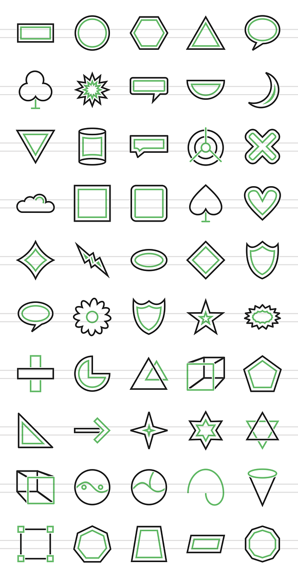 50 Shapes&Geometry Green&Black Icons in Graphics - product preview 1