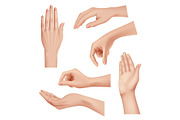 Hands gestures. Female caring skin