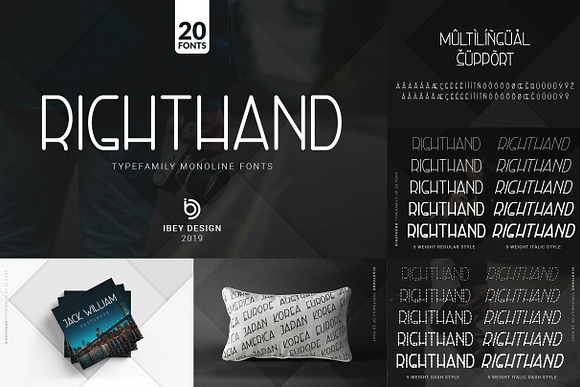 RightHand Extra Bold - Monoline Font in Display Fonts - product preview 3