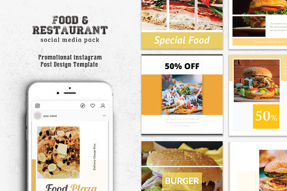 Restaurant Social Media Pack in Instagram Templates - product preview 4