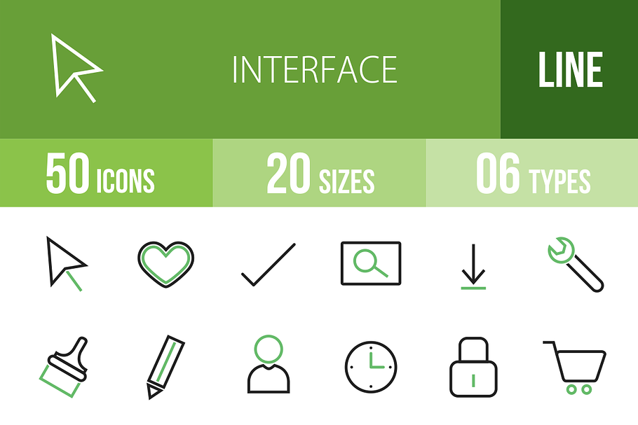 50 Interface Green & Black Icons