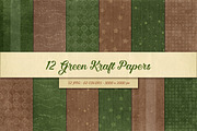 12 Green Christmas Kraft Papers