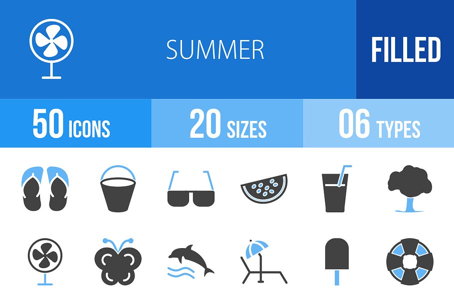 50 Summer Blue & Black Icons in Graphics - product preview 8