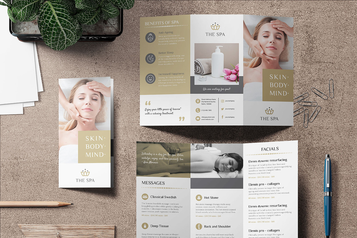 Spa Trifold Brochure in Flyer Templates - product preview 8