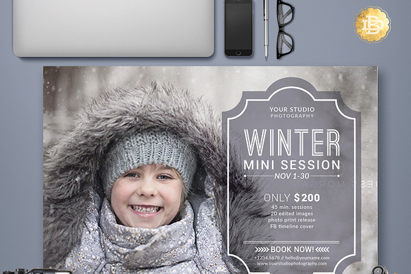 Winter Mini Session Template MS014