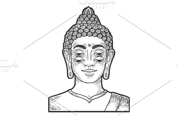 Four eyes buddha sketch engraving