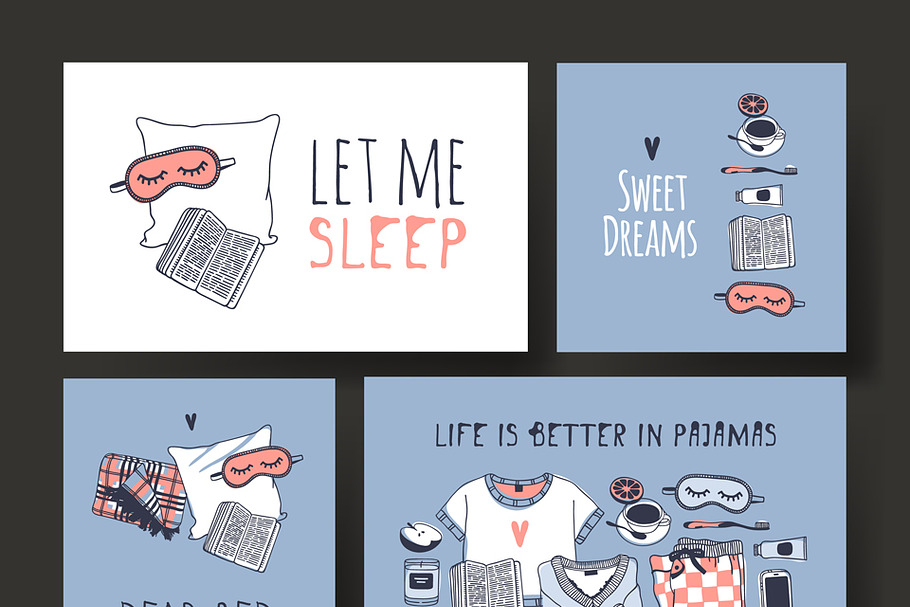 Sleeping Quotes and Seamless Pattern