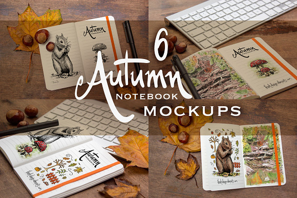 6 Autumn Notebook Mockups in Mockup Templates - product preview 2