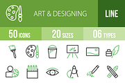 50 Art & Designing Green&Black Icons