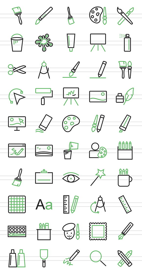 50 Art & Designing Green&Black Icons in Graphics - product preview 1