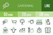 50 Gardening Green & Black Icons
