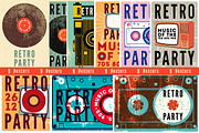 Retro Party vintage grunge posters.