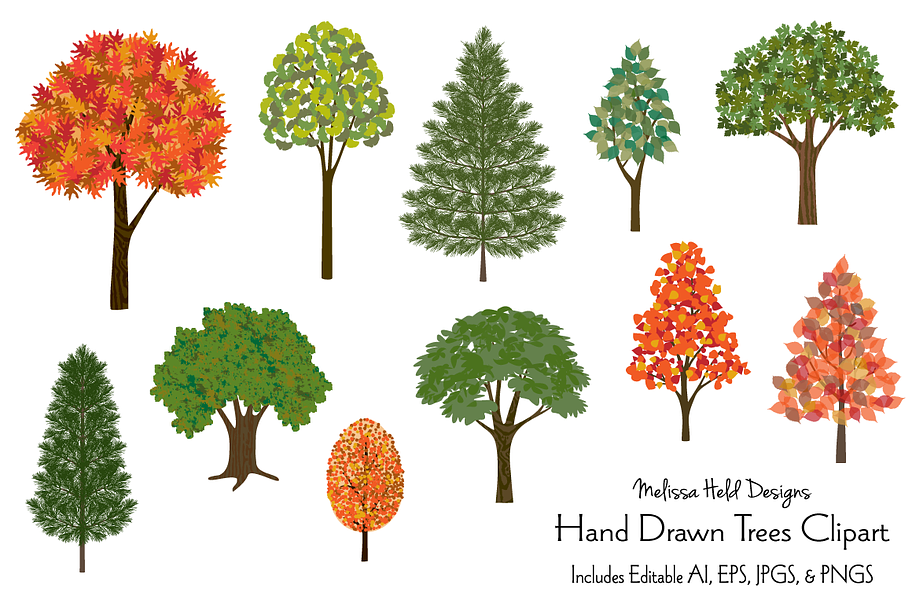 Hand Drawn Trees Clipart