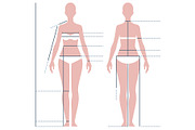 Female body for measuring the size