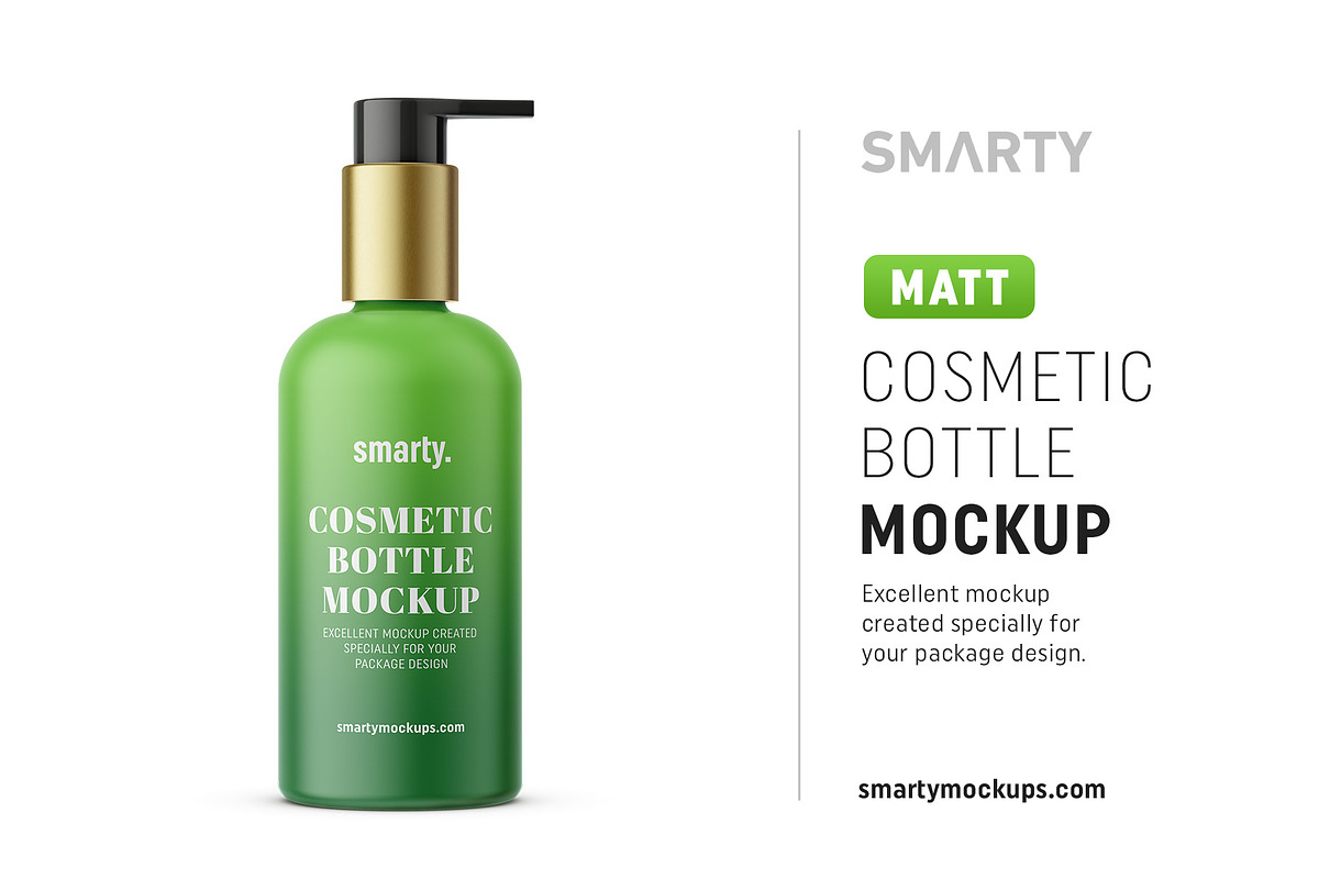 Pump matte cosmetic bottle mockup in Product Mockups - product preview 8