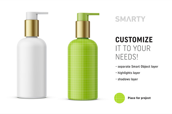 Pump matte cosmetic bottle mockup in Product Mockups - product preview 1