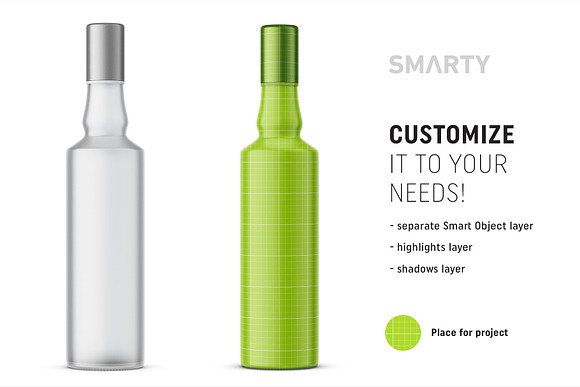 Frosted vodka bottle mockup in Product Mockups - product preview 1