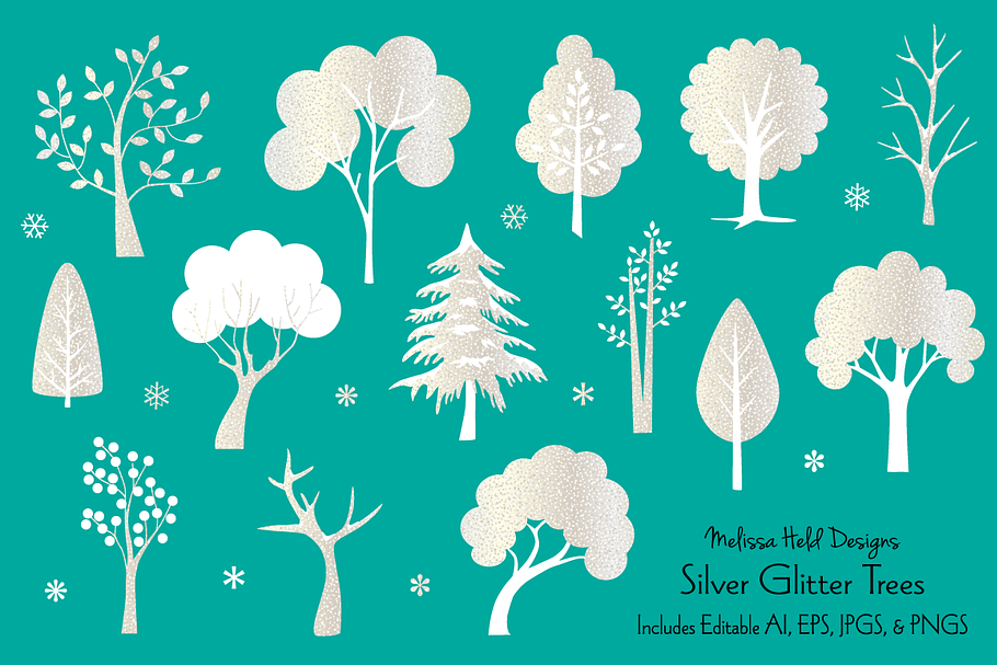 Silver Glitter Trees