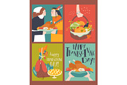 Sset of Thanksgiving card with