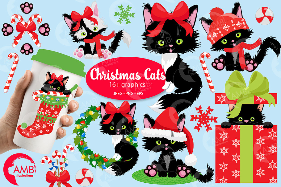Christmas Cats clipart AMB-2662 in Illustrations - product preview 8