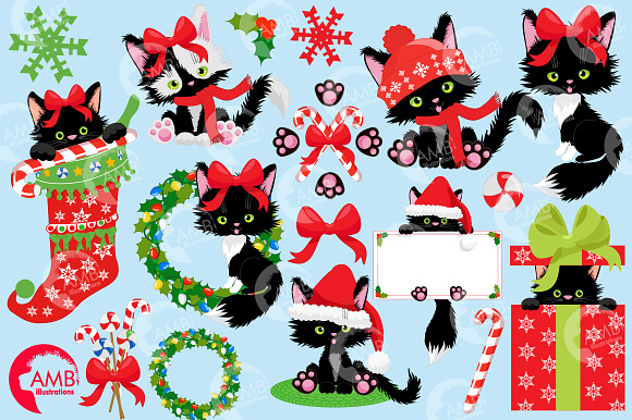 Christmas Cats clipart AMB-2662 in Illustrations - product preview 1