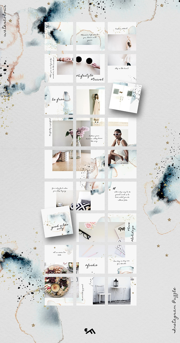 CANVA | Instagram PUZZLE -Watercolor in Instagram Templates - product preview 1