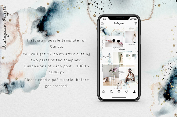 CANVA | Instagram PUZZLE -Watercolor in Instagram Templates - product preview 2