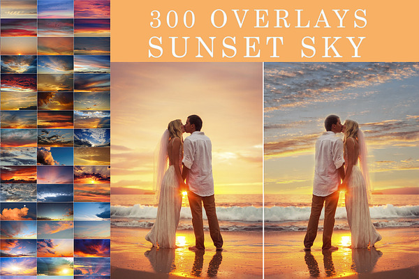 300 Sunset & sunrise sky overlays