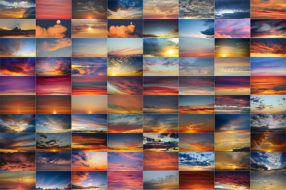 300 Sunset & sunrise sky overlays in Objects - product preview 3