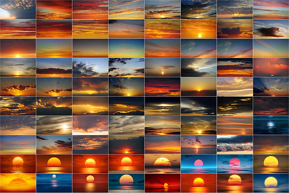 300 Sunset & sunrise sky overlays in Objects - product preview 4