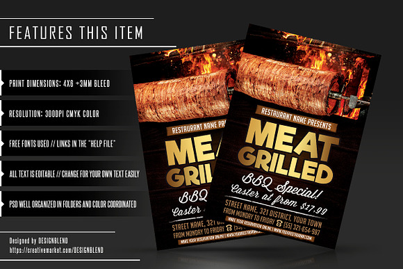 Meat Grilled Restaurant Flyer PSD in Flyer Templates - product preview 1