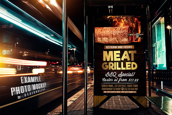 Meat Grilled Restaurant Flyer PSD in Flyer Templates - product preview 2