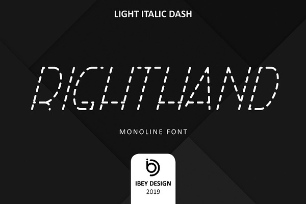 RightHand Light Italic Dash Font