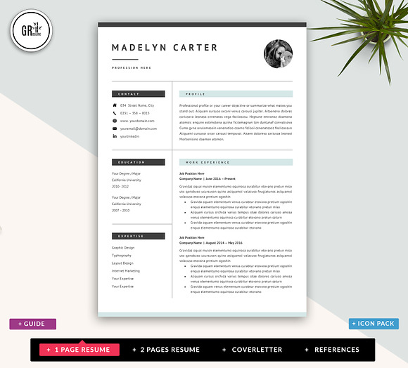 Creative Resume CV Template for Word in Letter Templates - product preview 1